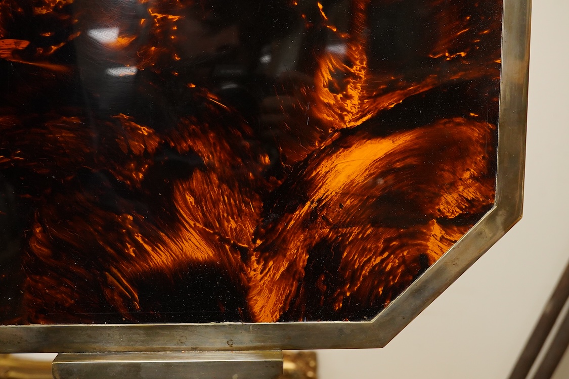 An Art Deco style silver plated two handled tray with faux tortoiseshell interior, 42cm